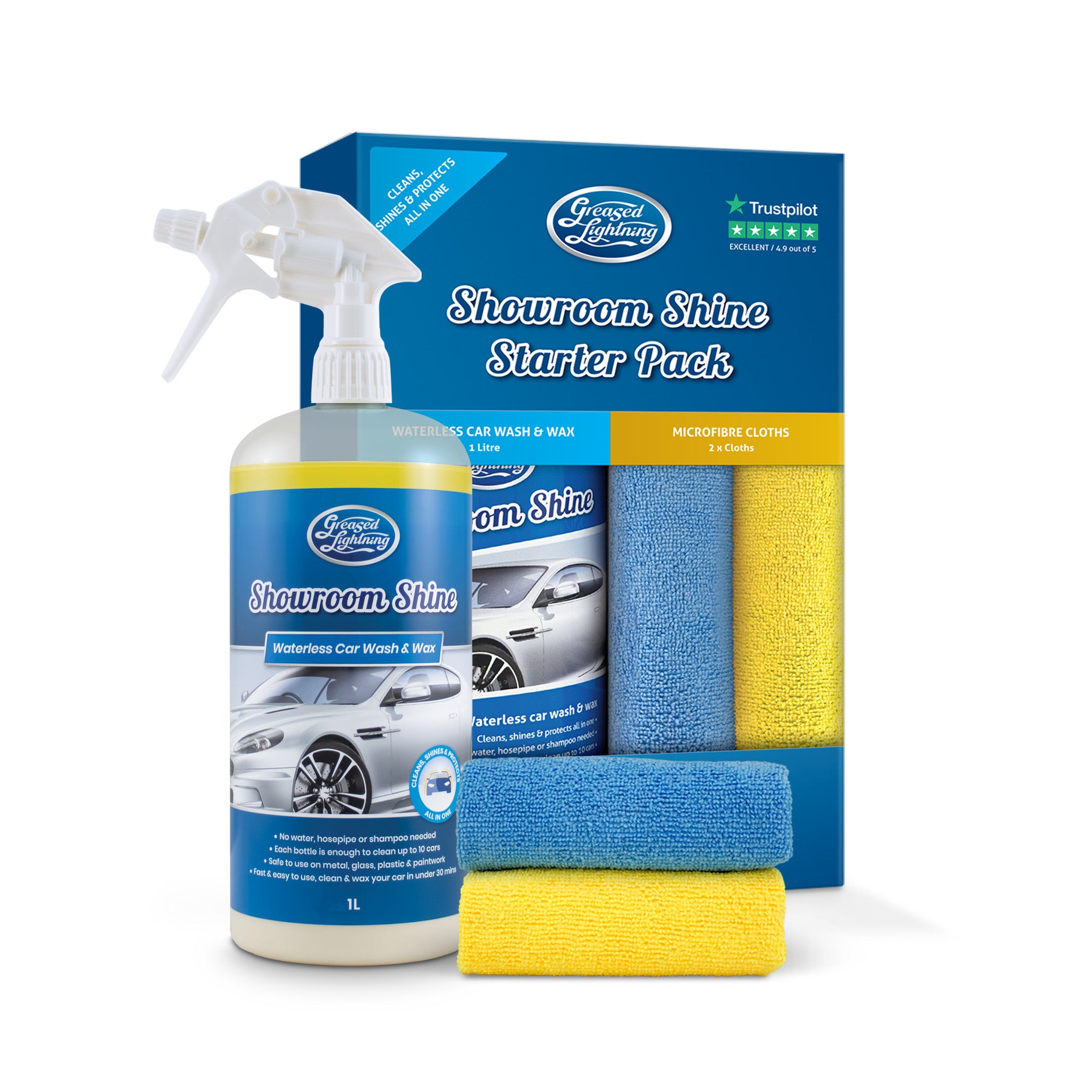 Showroom Shine 1 Litre Plus 2 Microfibre Cloths - Starter Gift Pack